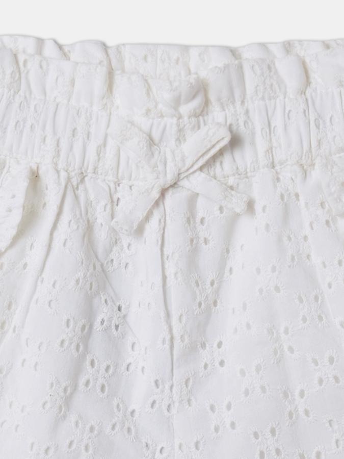 Girls Cotton Embroidered High-Waist Cuffed Hem Shorts