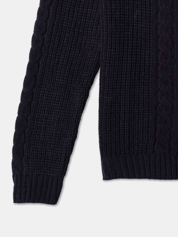 Boys Cotton Regular Fit Zip Neck Cable Knit Sweatshirt