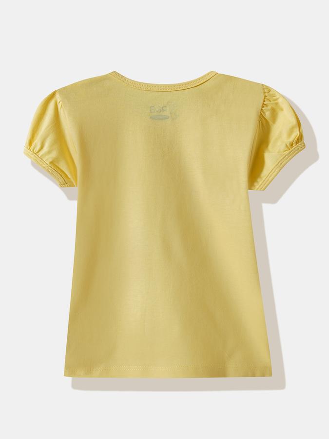 Girls Cotton Regular Fit Crew Neck Graphic T-shirt