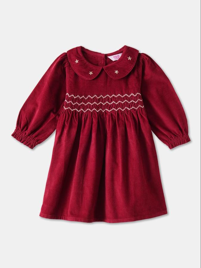 R&B Red Striped  Girls Long Sleeves Dress