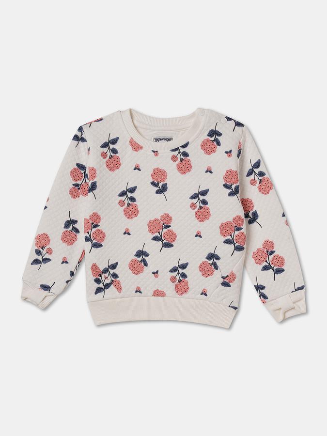 Girls Floral Print Full Sleeve Quilted Top and Trousers Set