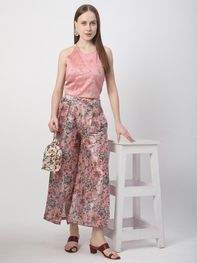 Women Shantoon Slub Regular Fit Halter Neck Embroidered Ethnic Top