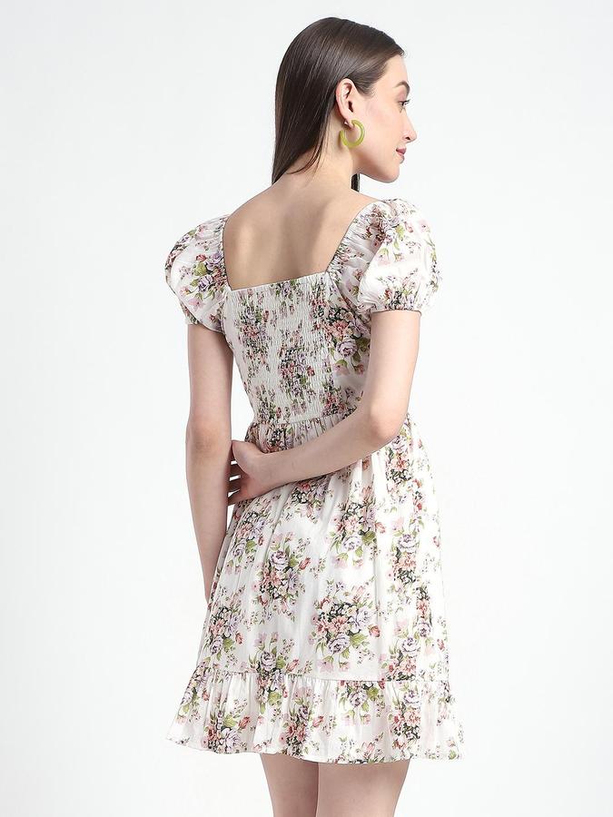 R&B Off White Printed Women Regular fit Dress