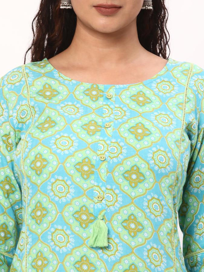 R&B Women's Printed Regular Straight Kurta 3-Q Sleeves image number 3