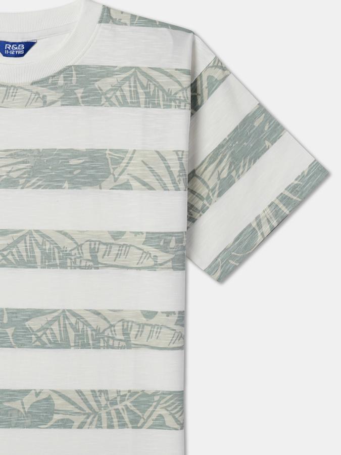 Boys Striped Relaxed Fit Crew-Neck T-Shirt image number 2