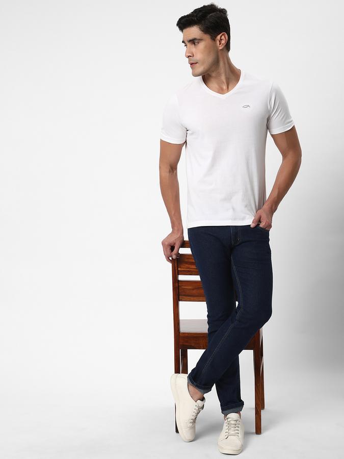 Men Cotton Slim Fit Mid Rise Clean Look Jeans