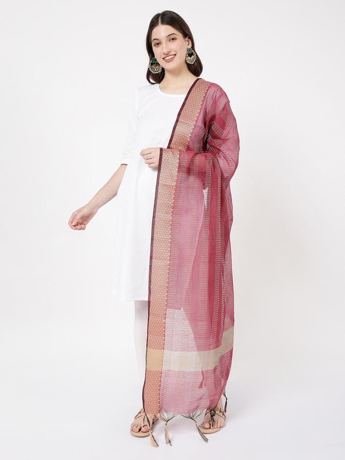 R&B Women's Wine Striped Dupatta