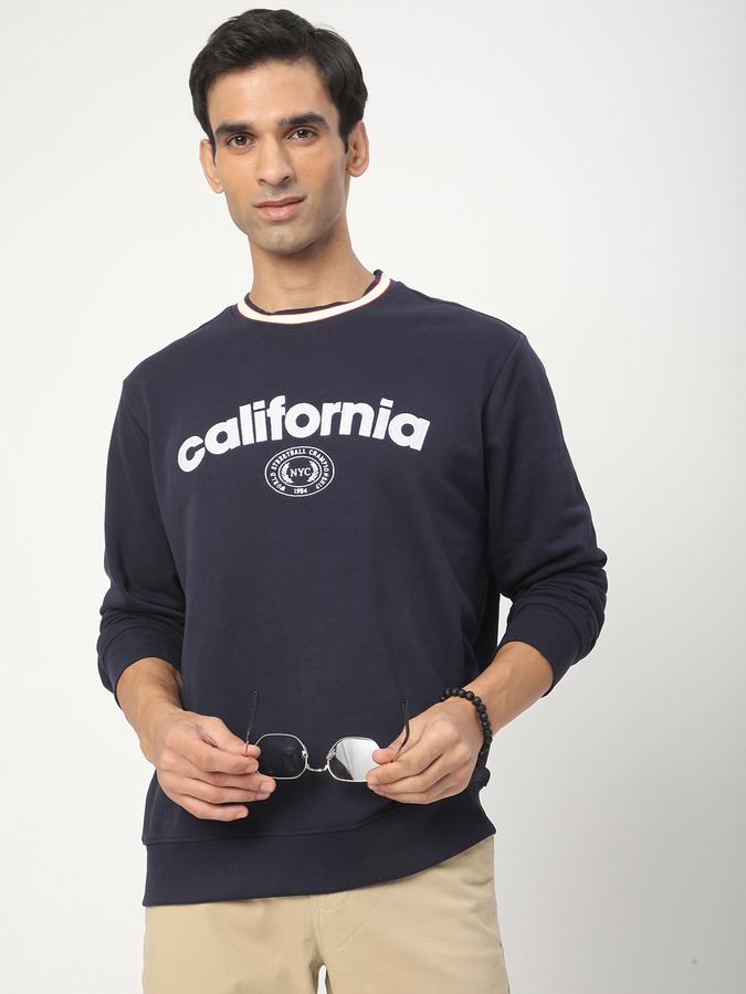 Men Cotton Blend Regular Fit Crew Neck Graphic Sweatshirt