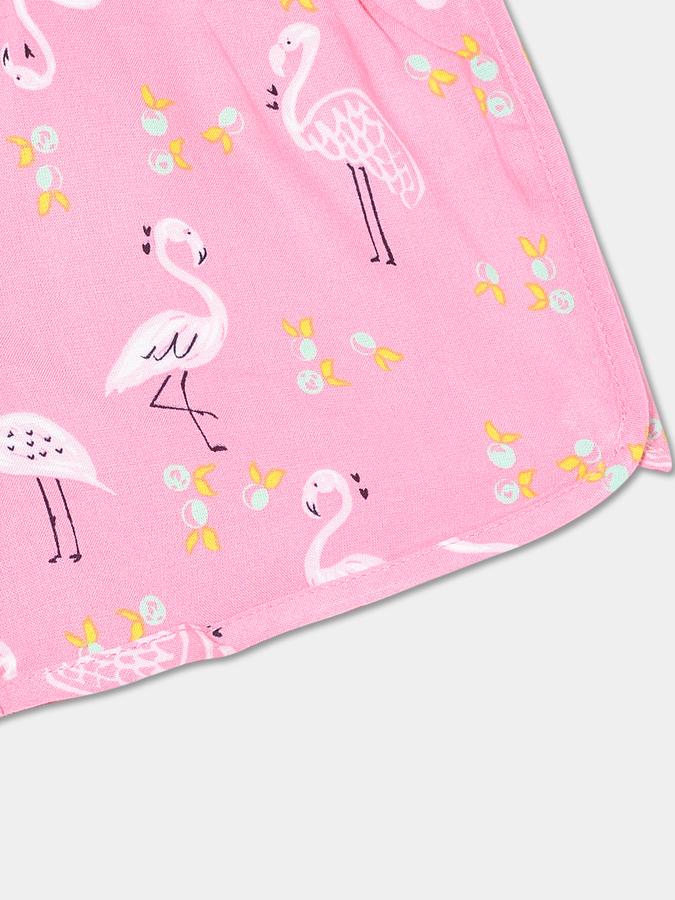 Girls Rayon Relaxed Drawstring Waist Printed Shorts