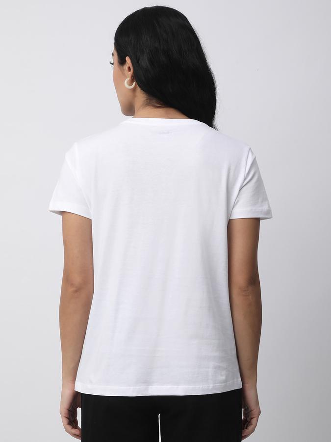 Women Cotton Regular Fit Crew Neck Typographic T-shirt