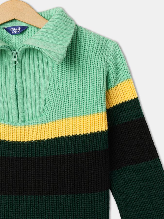 R&B Boys' Grey Colourblocked Sweater