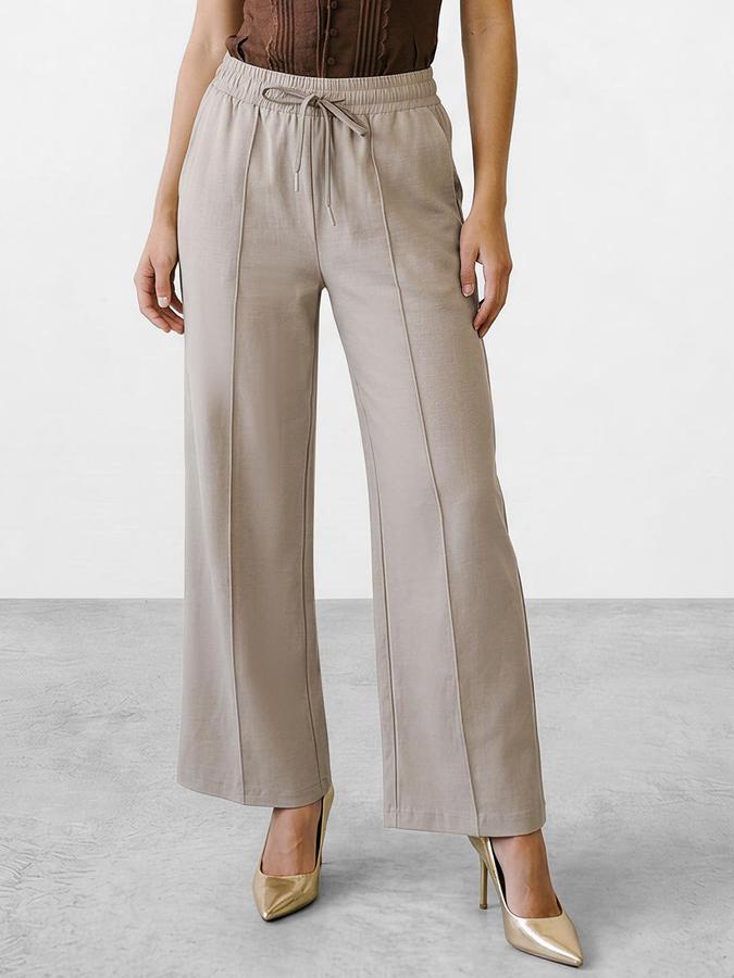 R&B Women Beige Textured Mid Rise Casual Pant