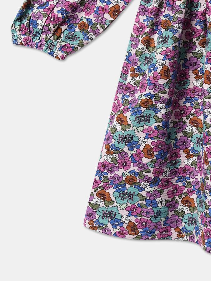 Girls Viscose A-Line Round Neck Floral Dress