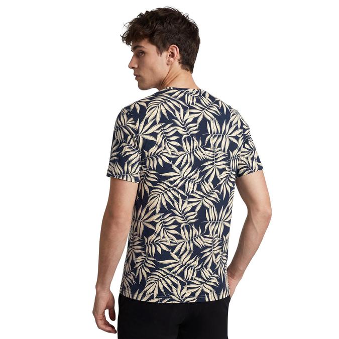 R&B Men Navy Blue Cotton Printed Round Neck T-Shirt