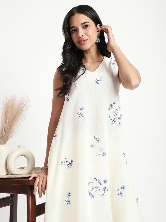 R&B Women Ethnic's White Embroidered Dress