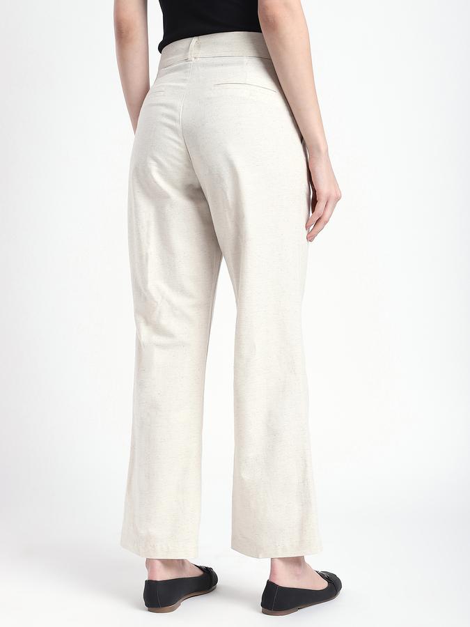 Women Cotton Straight Leg High Rise Solid Pants