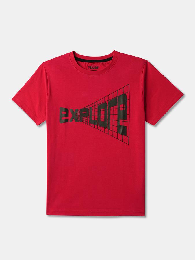 Boys Typographic Print Regular Fit Crew-Neck T-Shirt image number 0
