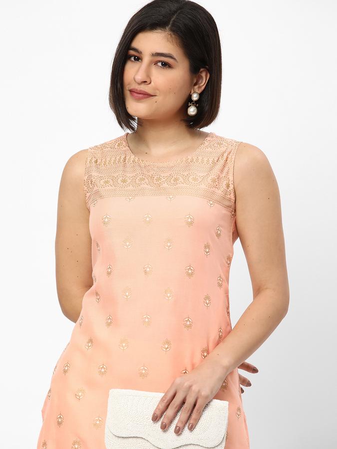 R&B Women's Printed Rayon Straight Kurta Sleeveless image number 0