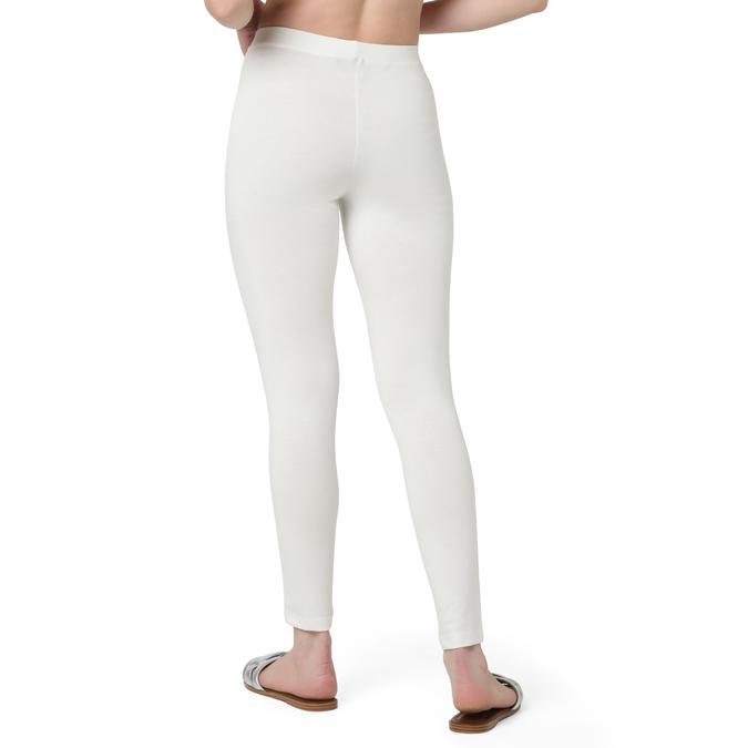 R&B Women Ivory Solid Leggings