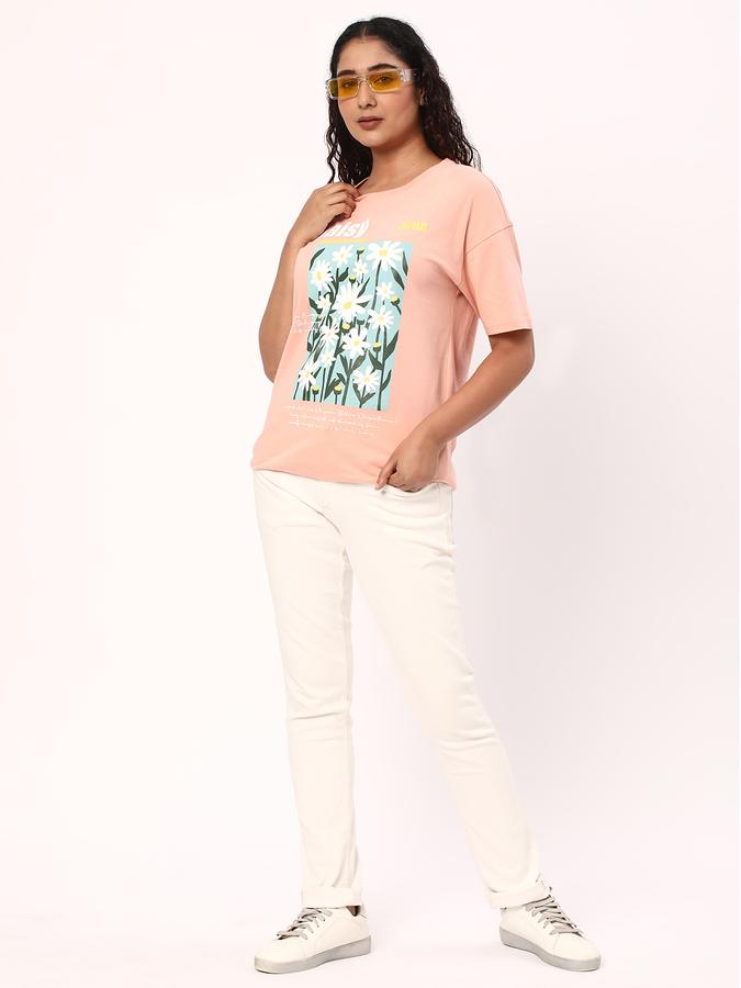 Women Oversized Fit Graphic Print T-Shirt image number 1