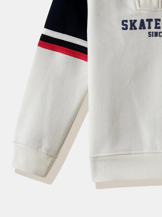 Boys Cotton Blend Relaxed Fit Quarter Zip Embroidered Sweatshirt