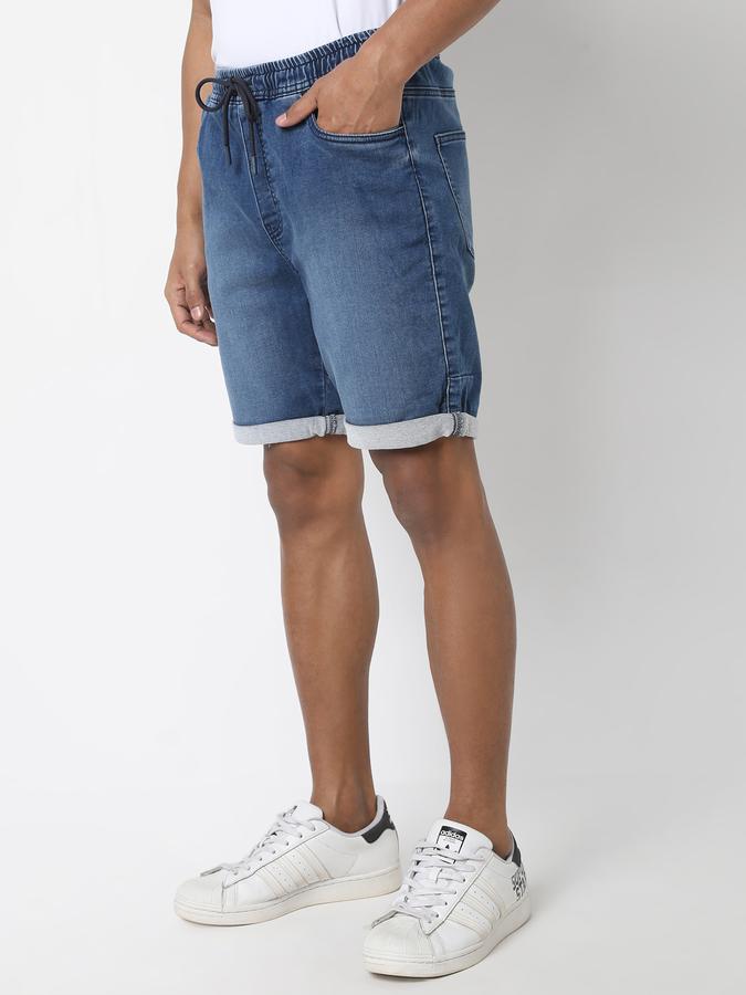 Boys Denim Regular Fit Drawstring Cuffed Hem Shorts
