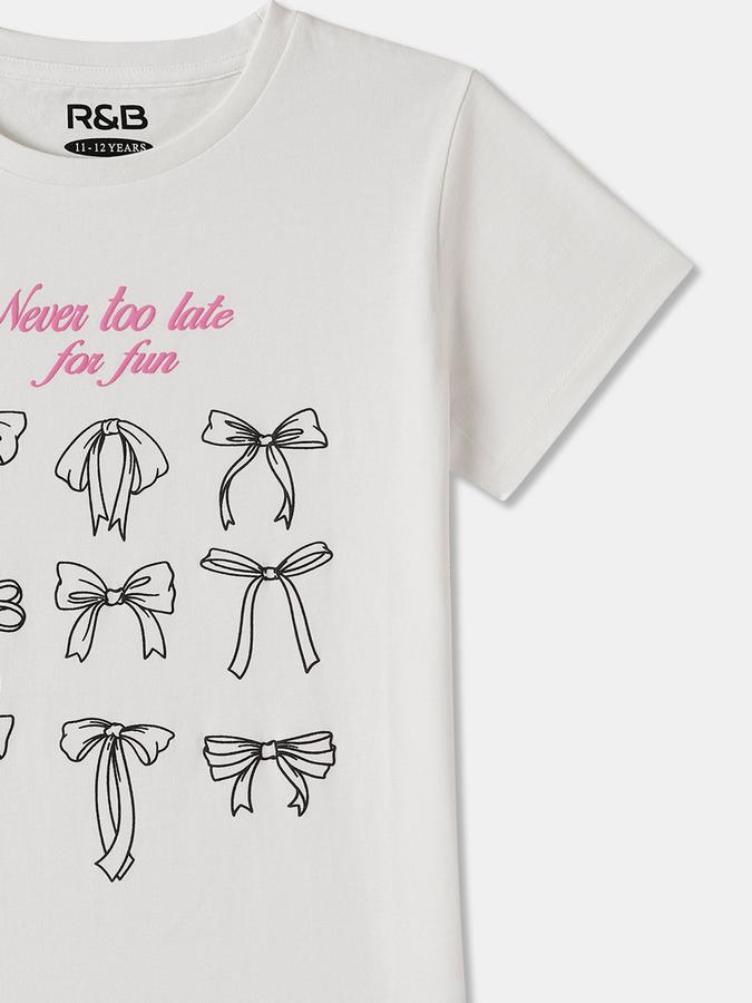 Girls Cotton Regular Fit Crew Neck Graphic T-shirt