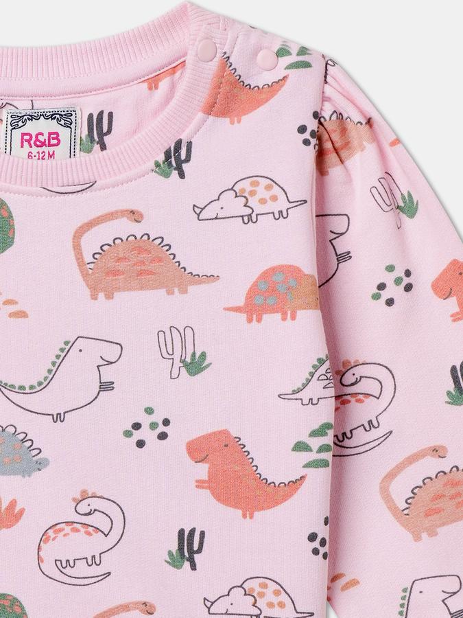 Girls All-Over Print Regular Fit Long Sleeve Crew Neck Hooded SweaT-Shirt