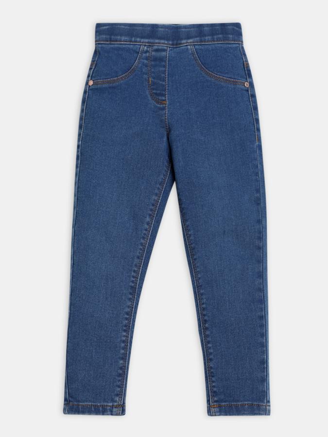 Girls Stretch Denim Skinny Fit Mid-Rise Solid Jeans