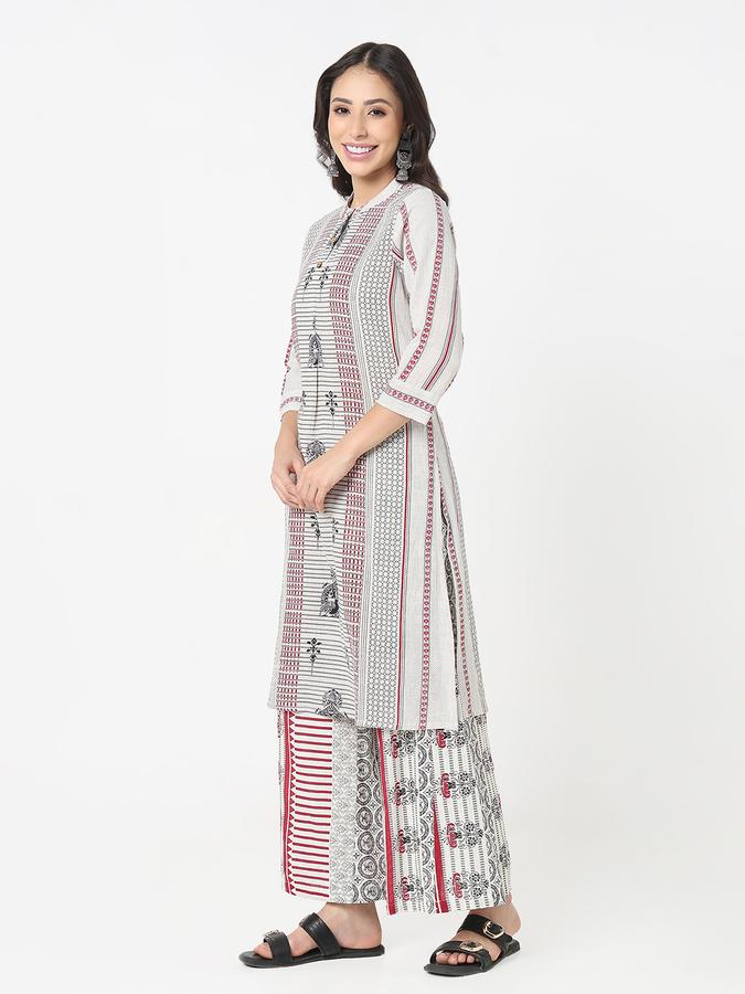  R&B Women's ethnic mandarin collar printed kurta with pallazo set  image number 2