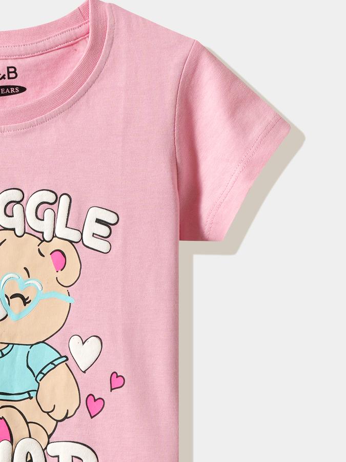 R&B Girls' Pink Printed T-Shirt