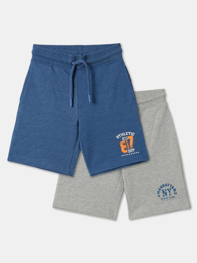 Boys Pack of 2 Typographic Print Regular Fit Shorts image number 0