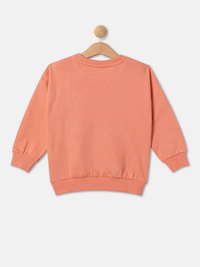 Girls Cotton Regular Fit Crew Neck Graphic Sweatshirt