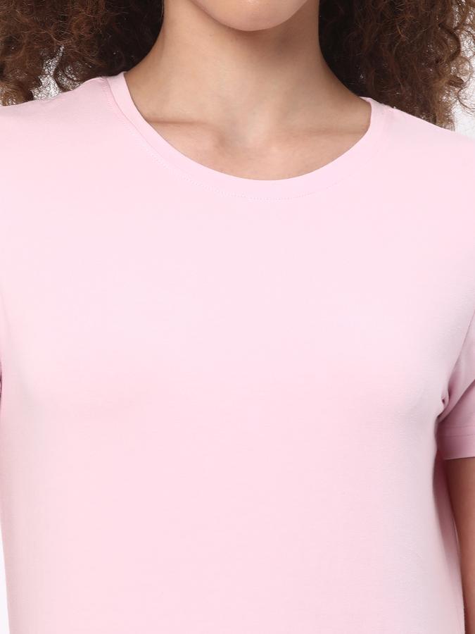 Women Cotton Regular Fit Crew Neck Solid T-shirt