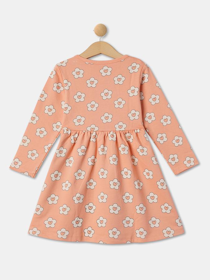 Girls Floral Print A-Line Dress image number 1