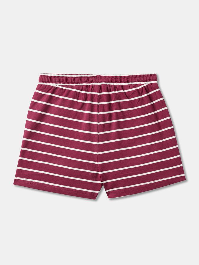 Girls Cotton Striped Mid-Waist Clean Hem Shorts