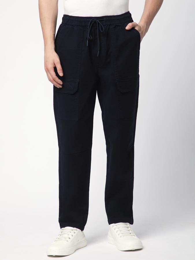 Men Cotton Regular Fit Flat Front Cargo Trousers