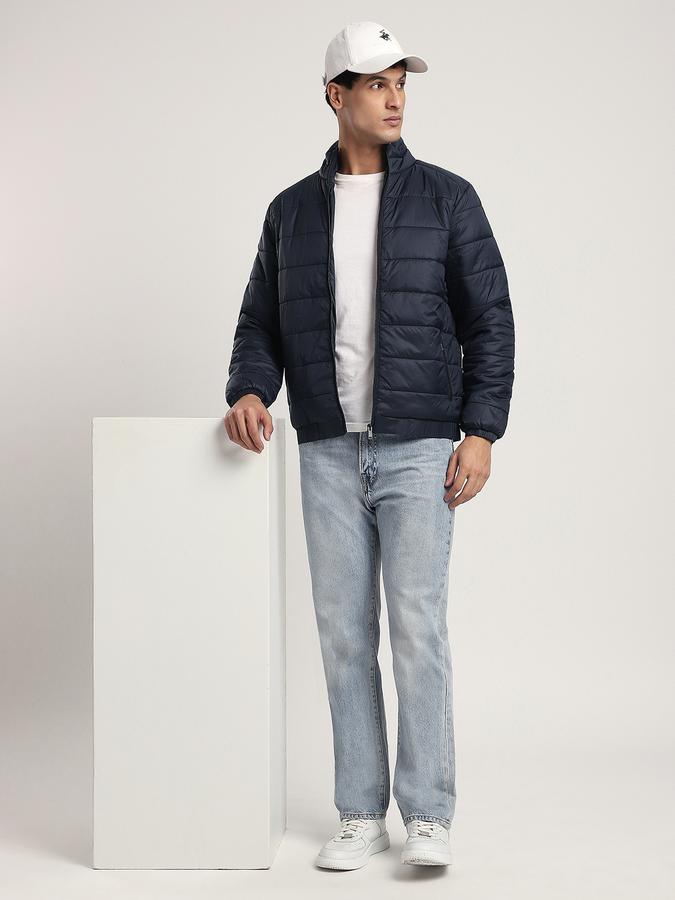 Men Polyester Regular Fit Quilted Puffer Jacket