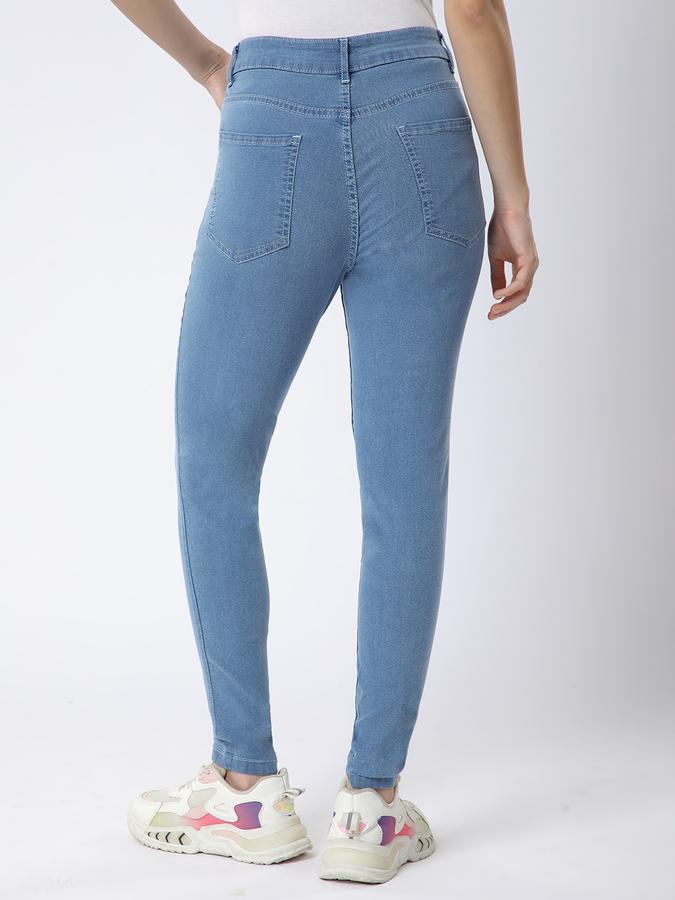 Women Cotton High Rise Button Closure Solid Jeggings