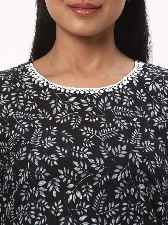 Women Leaf Print Straight Kurta image number 3
