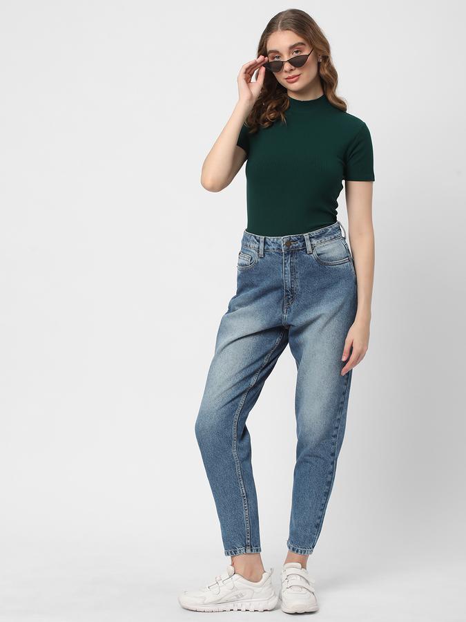 Women Ribbed Regular Fit High-Neck Top image number 1