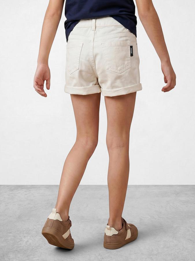 R&B Girl's White Regular Fit Above Knee Denim Shorts