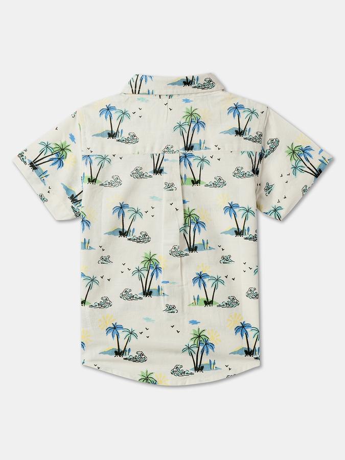 Boys Tropical Print Regular Fit Shirt with Patch Pocket image number 1