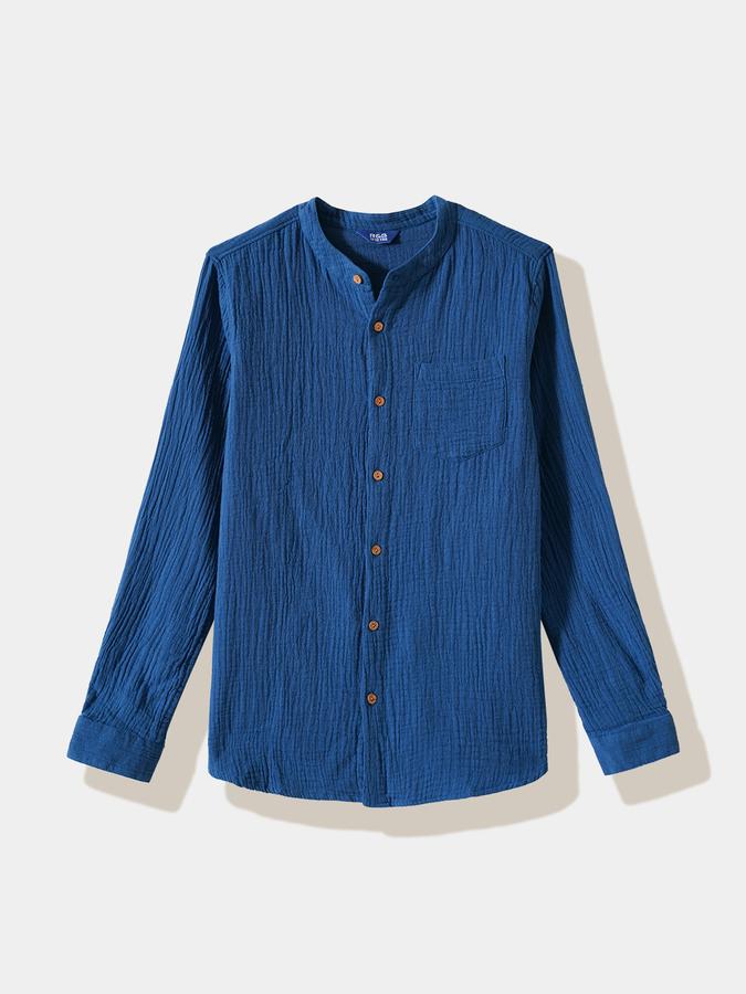 Boys Cotton Regular Fit Long Sleeve Textured Shirt