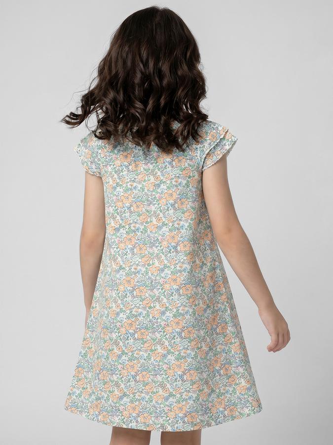 R&B Multi Color Printed Girls Round Neck Short Sleeves Dresses
