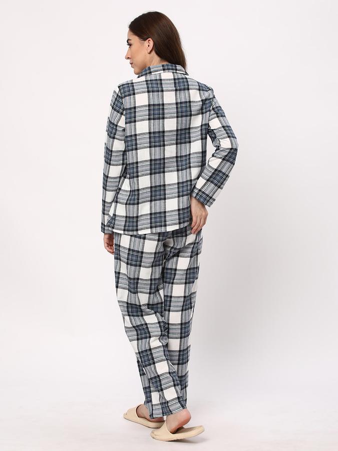 Women Checked Relaxed Fit Shirt & Pyjamas Set image number 2