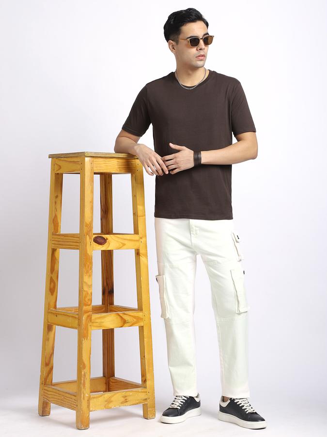 Men Cotton Regular Fit Crew Neck Solid T-shirt