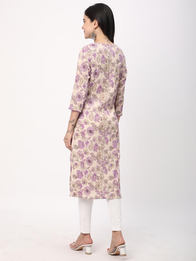 Women Polyester Regular Fit V Neck Printed Kurta