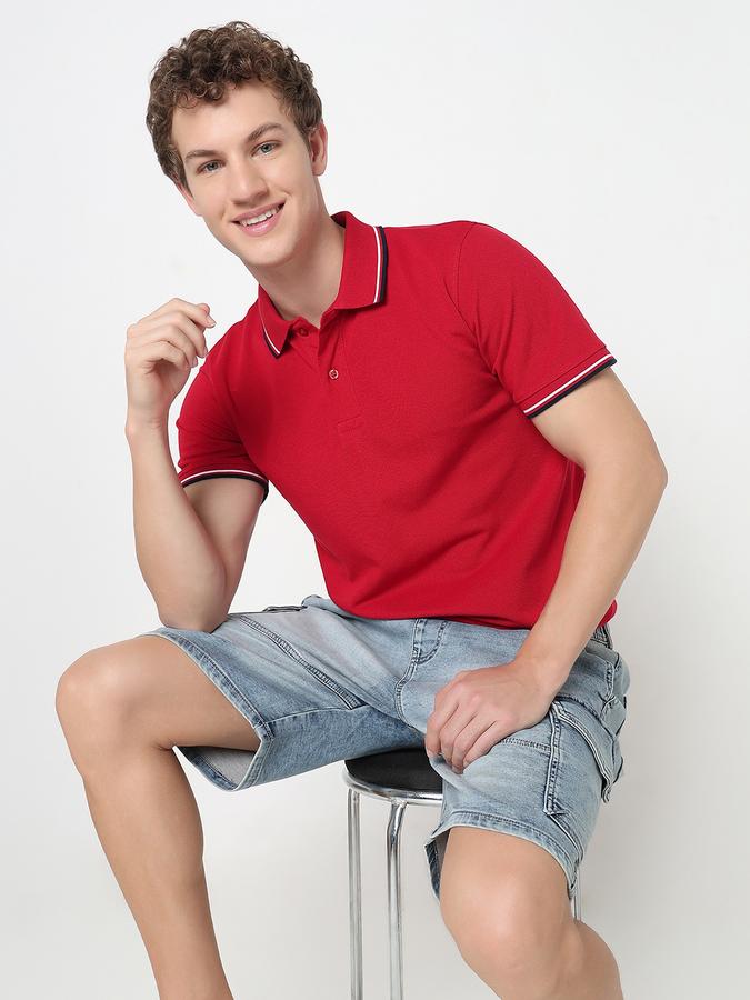 Contrast Tipping Polo T-Shirt with Short Sleeves