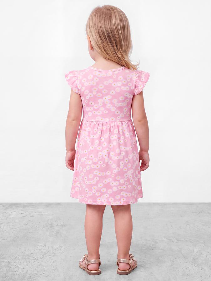R&B Girls Pink Ruffle Sleeves Floral Print Knee Length Dress